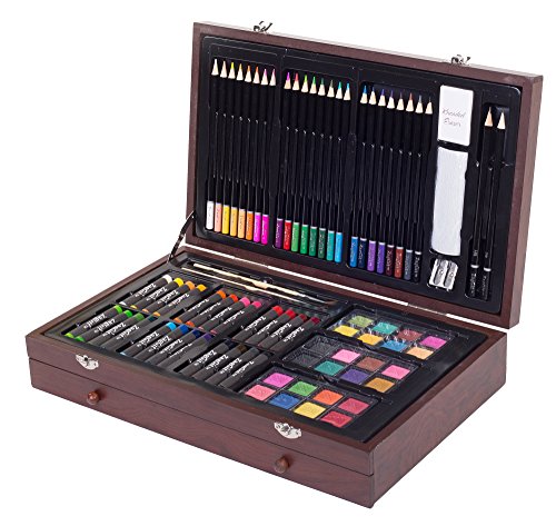 ZagGit 143 Piece Deluxe Art Supplies Set in Portable Wooden Case